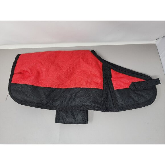 Badger Tuff Small Dog Coat Jacket Red Black With Adjustable Buckle & Belly Strap - Picture 2 of 10
